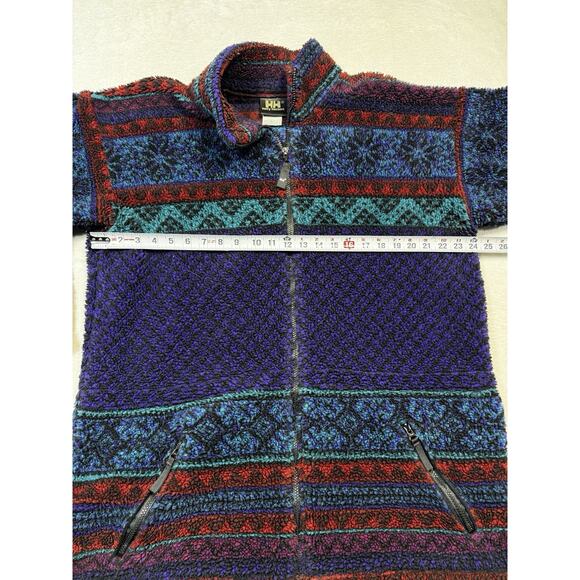 Helly Hansen VTG Purple Furry Fleece Snowflake 1/4 Zip Jacket Sz L Made In USA - Picture 7 of 7